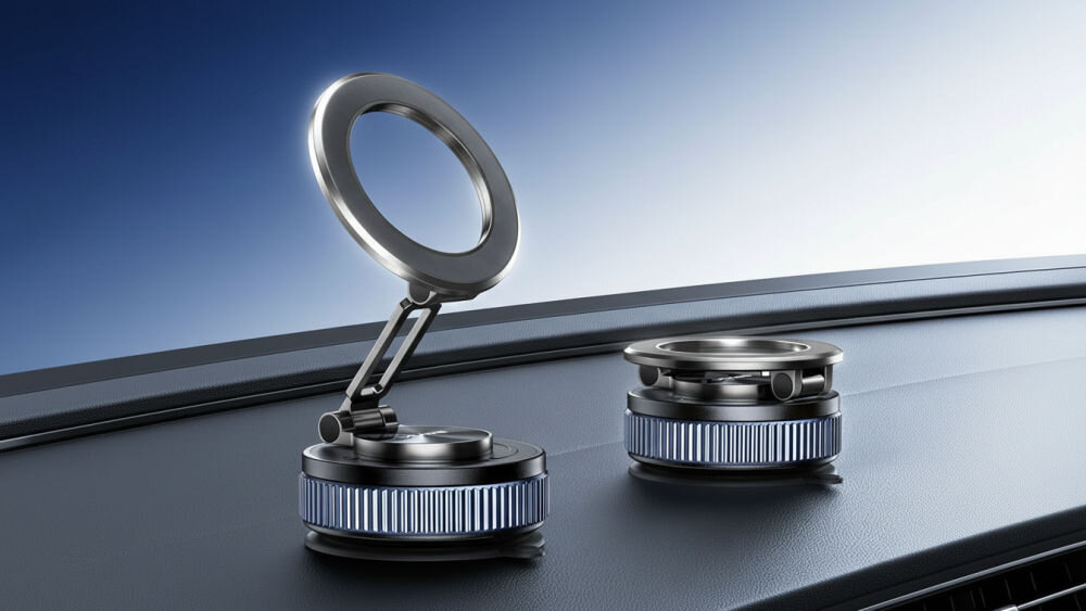 Uchwyt na telefon USAMS ZJ084 konstrukcja, prozniowa technologia, ograniczone drgania, przesuwanie, stabilnosc