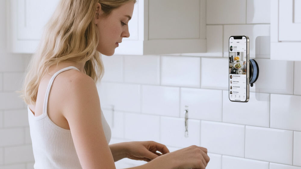 Uchwyt na telefon USAMS ZJ084 do auta, domu, biura, zacisk, stabilnosc, kratka nawiewu, zarysowania