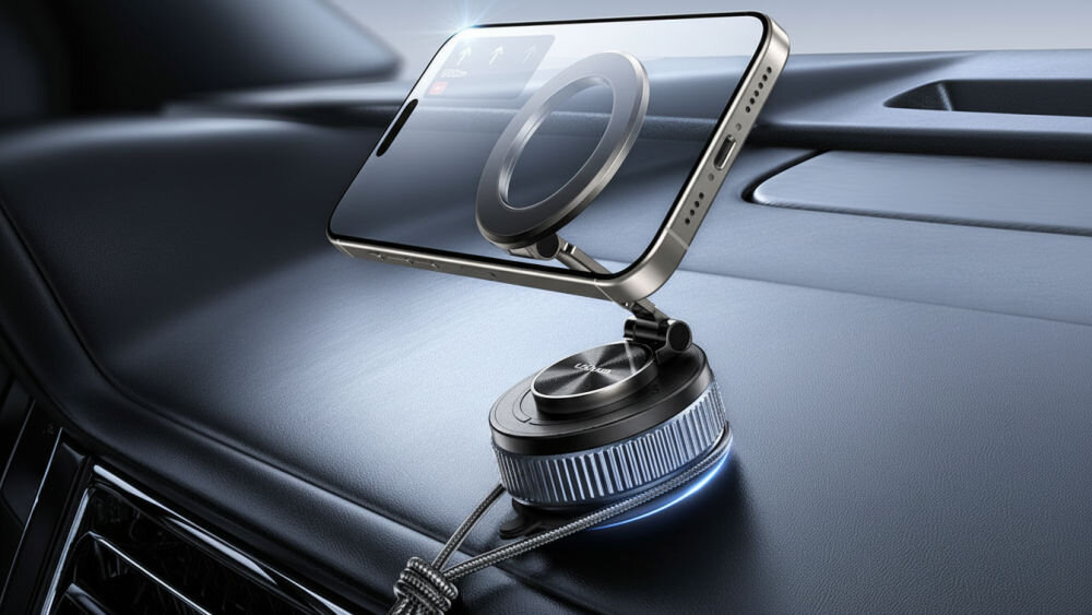 Uchwyt na telefon USAMS ZJ084 trzymanie, sila przyciagania, odkladanie i zdejmowanie jedna reka, metalowe plytki