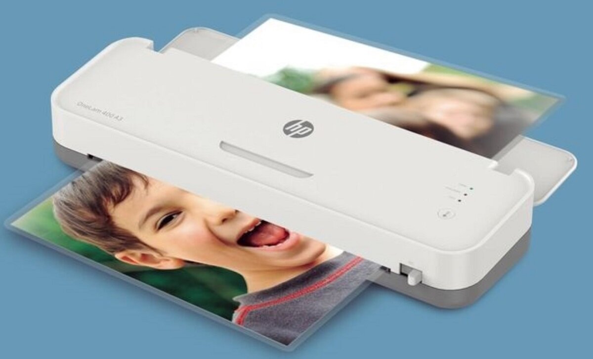 Laminator HP OneLam 400 profesjonalne laminowanie efekt końcowy wysoka jakość Łatwe użytkowanie Sprawne działanie Tryb czuwania wyposażenie