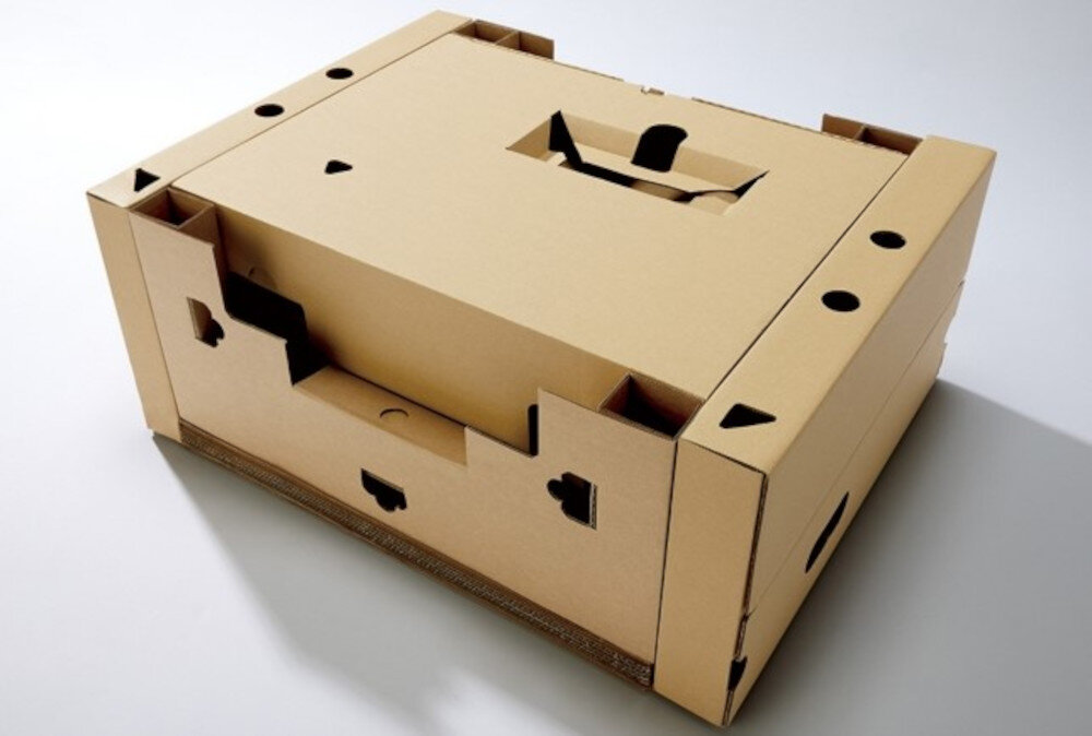 Gramofon TECHNICS SL-40CBTE-H ekologiczne opakowanie tektura ograniczenie plastiku, opakowanie z tektury na szarym tle