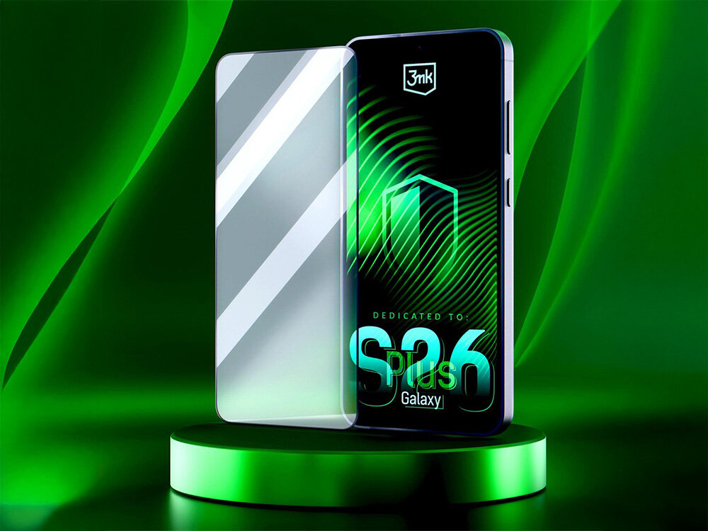 3MK Hardy Ultra Glass - szkło obok smartfona na okrągłym podeście