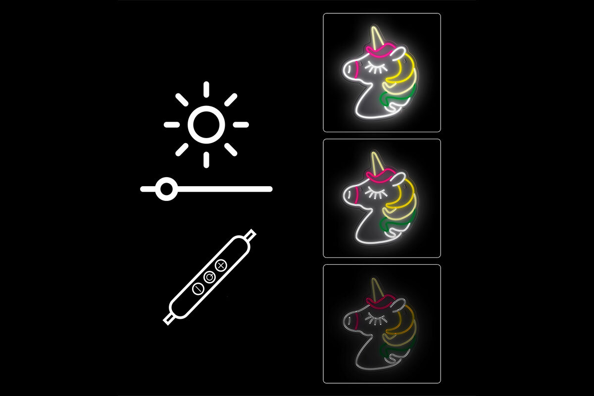 Neon LED MANTA Jednorozec włącznikowi regulatorowi jasności dostosować światło 2-metrowy kabel