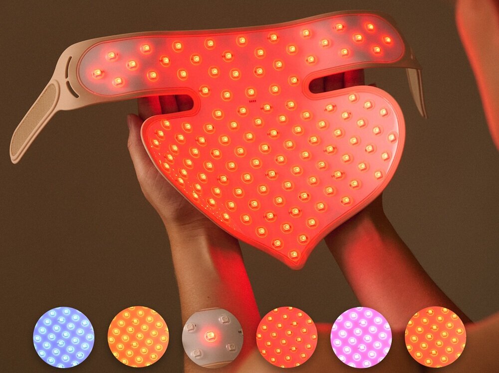 Maska LED SILK-N Chest Mask Pro 7 trybów światła, pobudzenie produkcji kolagenu, redukcja zmarszczek, rozjaśnienie przebarwień, stymulacja głęboka, regeneracja, modelowanie