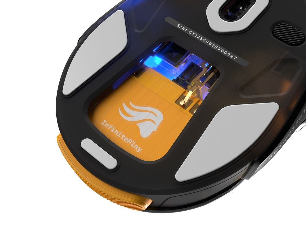 Glorious Gaming Model O3 Sensor optyczny BAMF 3.0 czułością sięgającą 30 000 DPI szybkością śledzenia 750 IPS i akceleracją na poziomie 50G - Zbliżenie na czujnik optyczny BAMF 3.0