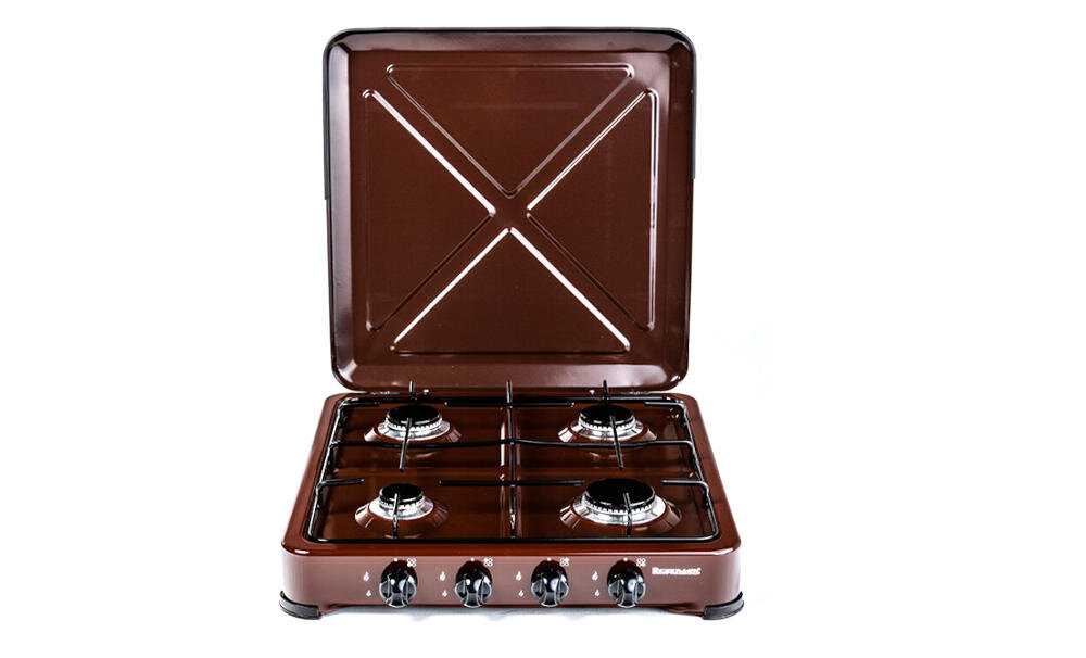 RAVANSON-K-04BR kuchenka gazowa pola grzewcze metalowy ruszt obudowa stabilna podstawa emalia temperatury