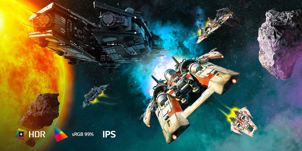 Monitor LG UltraGear 27G411A-B 27 cali 1920x1080px IPS 144Hz 5 ms [GTG]   latające statki w przestrzeni powietrznej HDR10, wysoka jasność, realizm obrazu