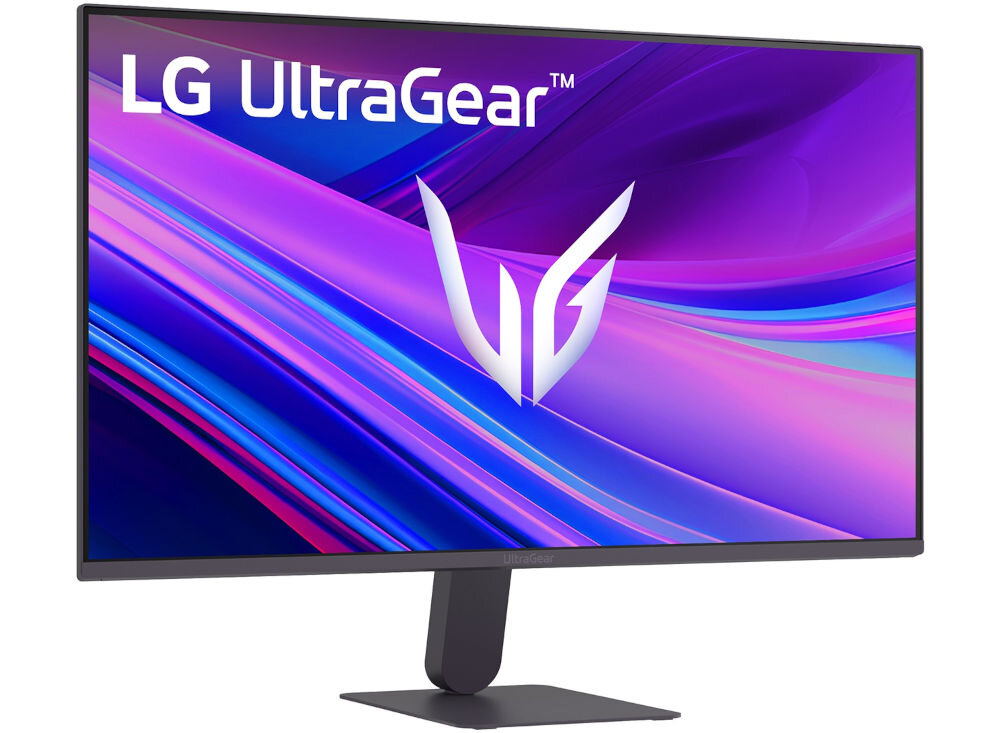 Monitor LG UltraGear 27G411A-B 27 cali 1920x1080px IPS 144Hz 5 ms [GTG] prezentacja monitora pod kątem na białym tle 99% sRGB wierne odwzorowanie kolorów