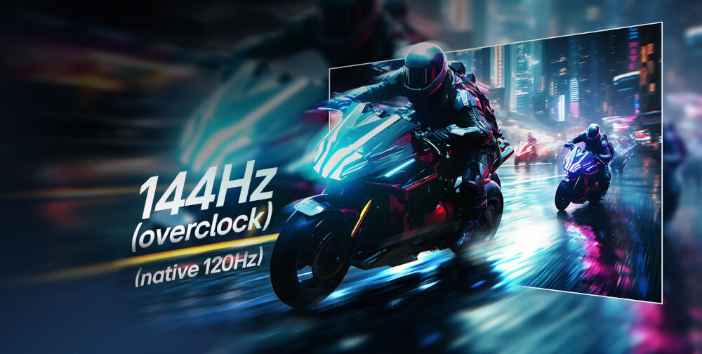 Monitor LG UltraGear 27G411A-B 27 cali 1920x1080px IPS 144Hz 5 ms [GTG] pokazanie częstotliwości jadące motocykle częstotliwość odświeżania płynność brak rozmycia