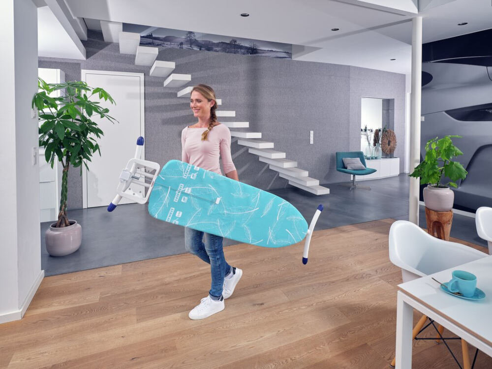 Deska do prasowania LEIFHEIT Air Board M Solid 72563 120 x 38 cm Oszczędność miejsca wymiary złożenie miejsce przechowywanie ułatwia przenoszenie i użytkowanie