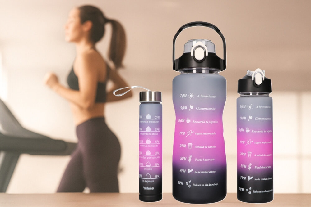 Bidon EXTRALINK 3w1 2000 ml + 900 ml + 300 ml Różowo-pomarańczowy Wygoda w każdej sytuacji poręczny uchwyt i szeroki ustnik klapkę do szybkiego otwierania pasek na nadgarstek