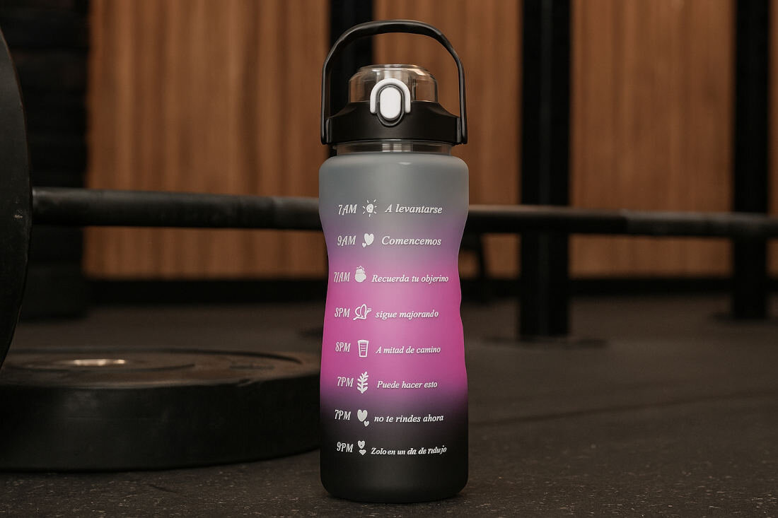 Bidon EXTRALINK 3w1 2000 ml + 900 ml + 300 ml Różowo-czarny Trzy pojemności łatwo utrzymasz regularne picie wody energia