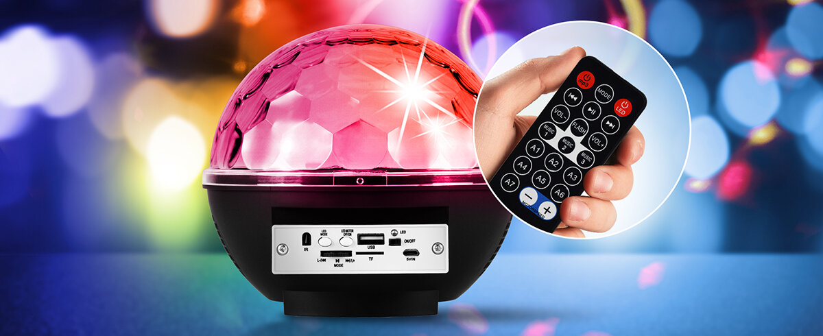 Kula świetlna MUSICMATE AB69S PartyBall - Bezprzewodowa wygoda