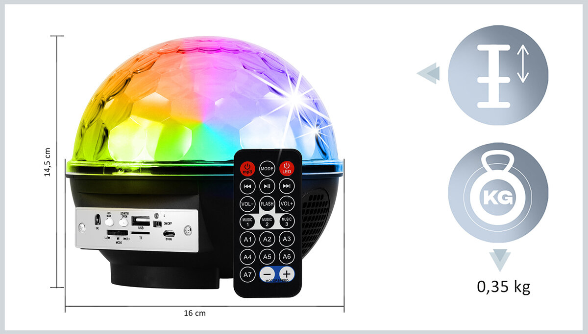 Kula świetlna MUSICMATE AB69S PartyBall - Kontrola w rękach