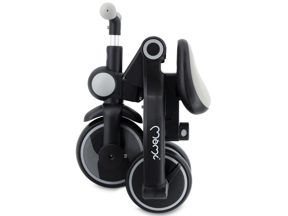 Rowerek trójkołowy MOMI Solivia 4w1 Opony Eva Szary rączka złożony rowerek na białym tle składana rama wymiary po złożeniu 36 x 50 cm bez użycia narzędzi