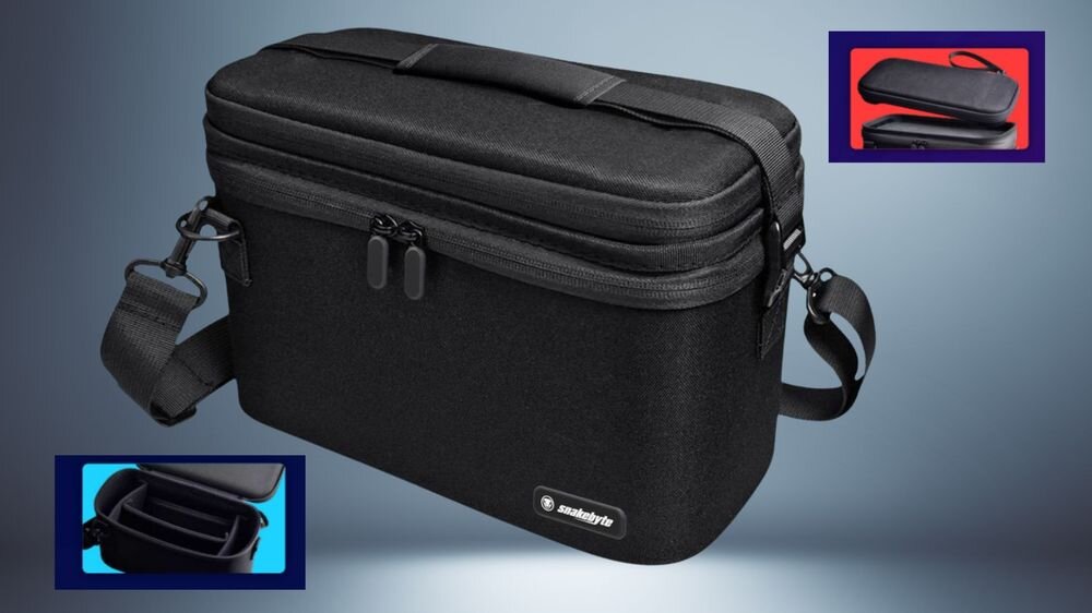 Torba SNAKEBYTE Organizer Case S2 do Nintendo Switch 2 Czarny Etui widoczne z przodu, na mniejszym zdjęciu widoczne wnętrze