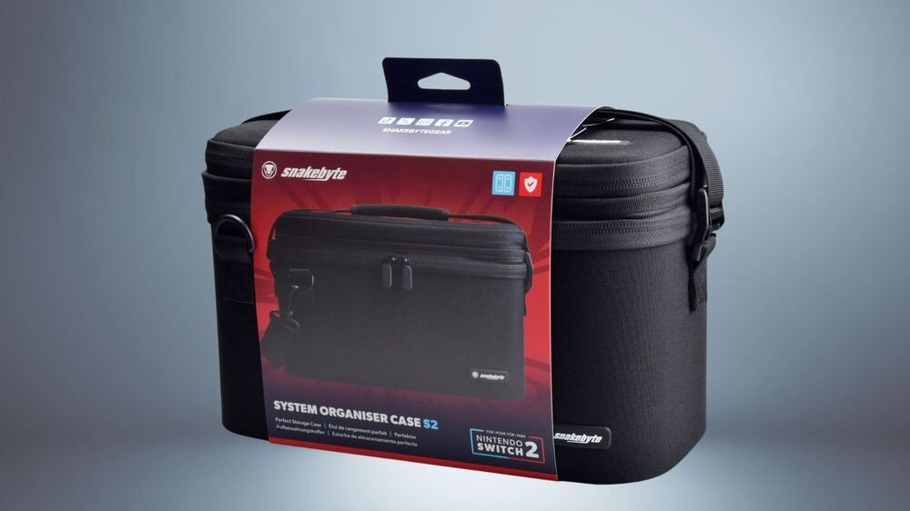 Torba SNAKEBYTE Organizer Case S2 do Nintendo Switch 2 Czarny etui w opakowaniu zestaw do organizacji odpinana torba transportowa elementy z przypisanym stałym miejscem zachowanie porządku odporna na zarysowania powłoka ochrona zawartości regulowany pasek ułatwienie transportu