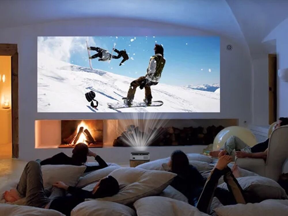 Projektor EXTRALINK Smart Life Vision Pro Full HD (1920 x 1080), 450 ANSI lumen, Wi-Fi - projektor wyswietlajacy obraz, rozdzielczosc, jasnosc, pomieszczenia, kontrast