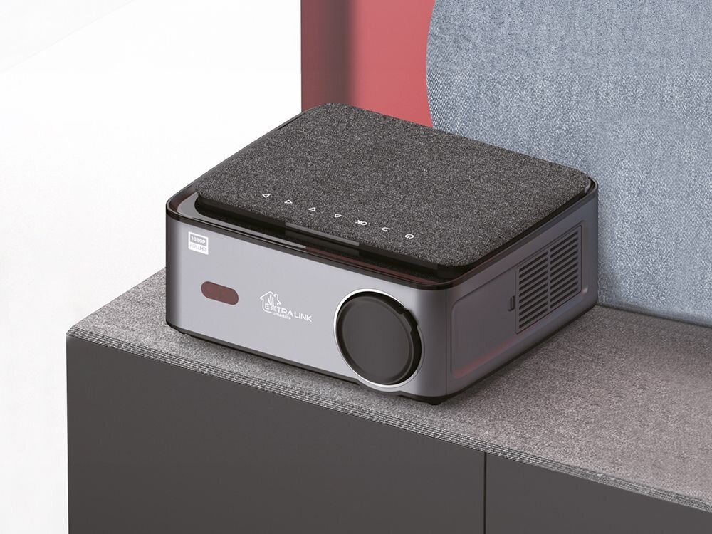 Projektor EXTRALINK Smart Life Vision Pro Full HD (1920 x 1080), 450 ANSI lumen, Wi-Fi - android system, urzadzenia wifi- wejscia- porty, projektor na szafce