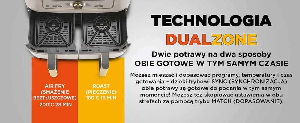 Frytownica beztłuszczowa DZ400EU dwie niezależne szuflady, smak, aromat