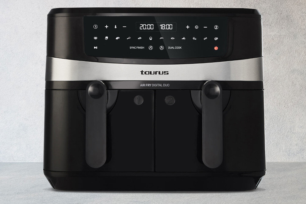 Frytkownica beztluszczowa TAURUS AF2600D Czarny Air Fryer bezpieczne wygodne uzytkowanie izolowany termicznie uchwyt antyposlizgowe nozki moc 2600W