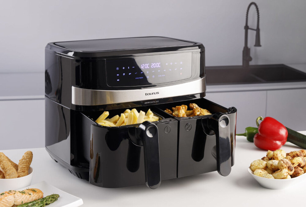 Frytkownica beztluszczowa TAURUS AF2600D Czarny Air Fryer Technologia Sync Finish synchronizacja