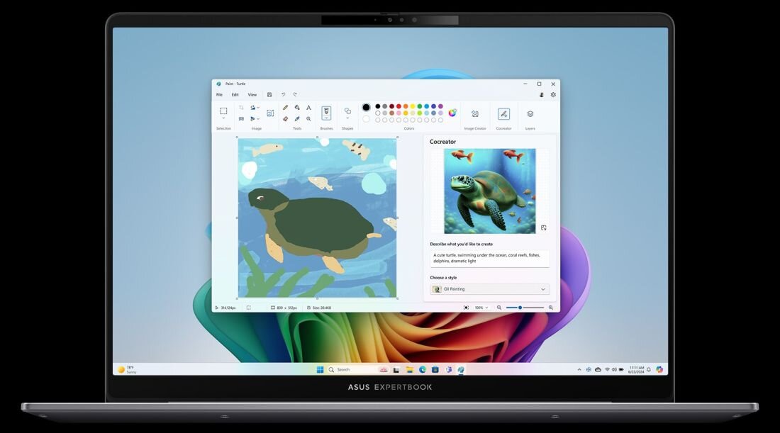 Laptop ExpertBook P5 P5405 z aplikacją Cocreator – funkcje wspierające tworzenie treści