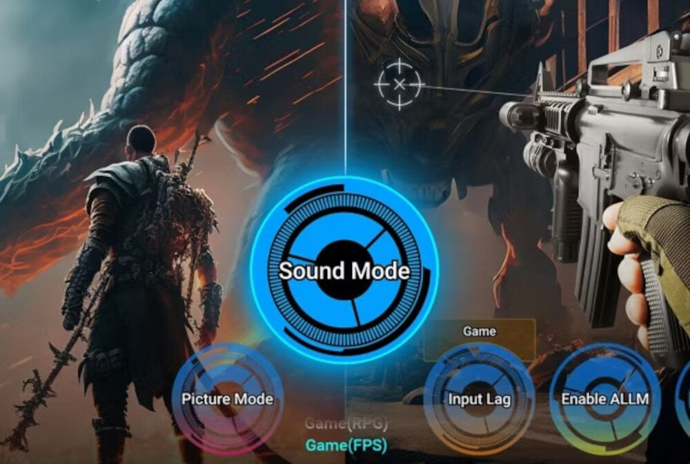 PANASONIC TV65W95BEG Game Sound Mode tryby dźwięku RPG FPS, kadr z gry