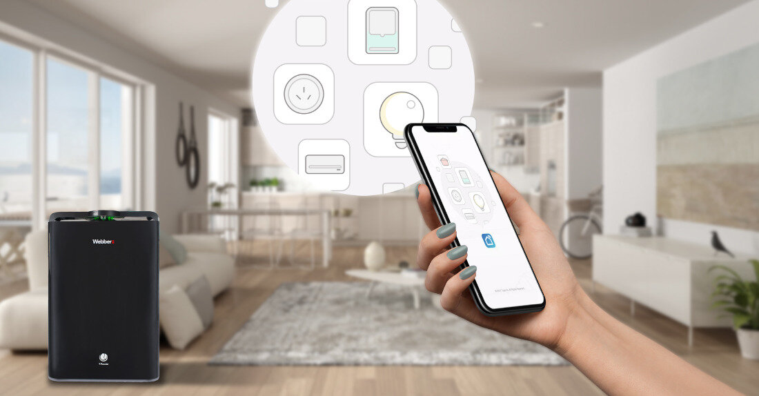 Oczyszczacz powietrza WEBBER AP 9700 WIFI Czarny Wygodne sterowanie WiFi Obsługa przez aplikację mobilną Smart Life Pilot 