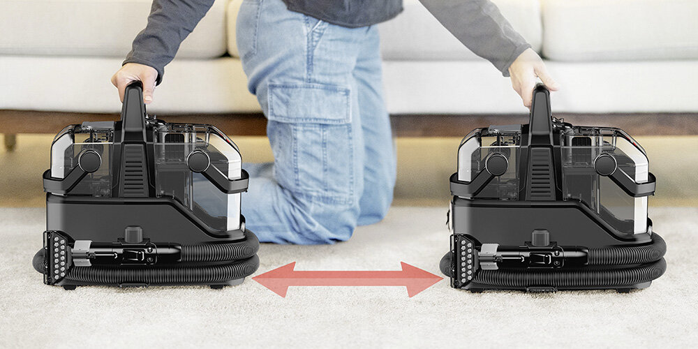 Odkurzacz piorący BISSELL SpotClean C9 Pro 3911N Długi przewód i elastyczny wąż Z myślą o wygodzie Długi przewód elastyczny wąż ułatwienie kółka transportowe narzędzie HydroRinse™