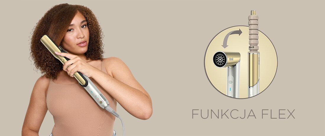 Suszarko-lokówka SHARK Glam HD6051SEU 32 mm 1500 W  Szybkość suszenia  z 3 stopniową regulacją  kilka minut Funkcja Flex złożenie rączki w dwóch pozycjach z bocznym uchwytem wygodne trzymanie i manewrowanie 