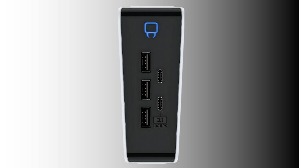 Hub USB VENOM VS5021 do PS5 Slim hub na szarym tle z gradientem