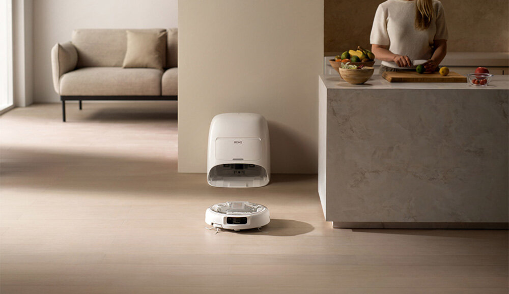 Robot sprzątający DJI Romo A Inteligentna nawigacja  eliminuje martwe strefy, porusza się blisko ścian i omija drobne obiekty  planuje trasę pracy  bezpiecznie wraca do stacji