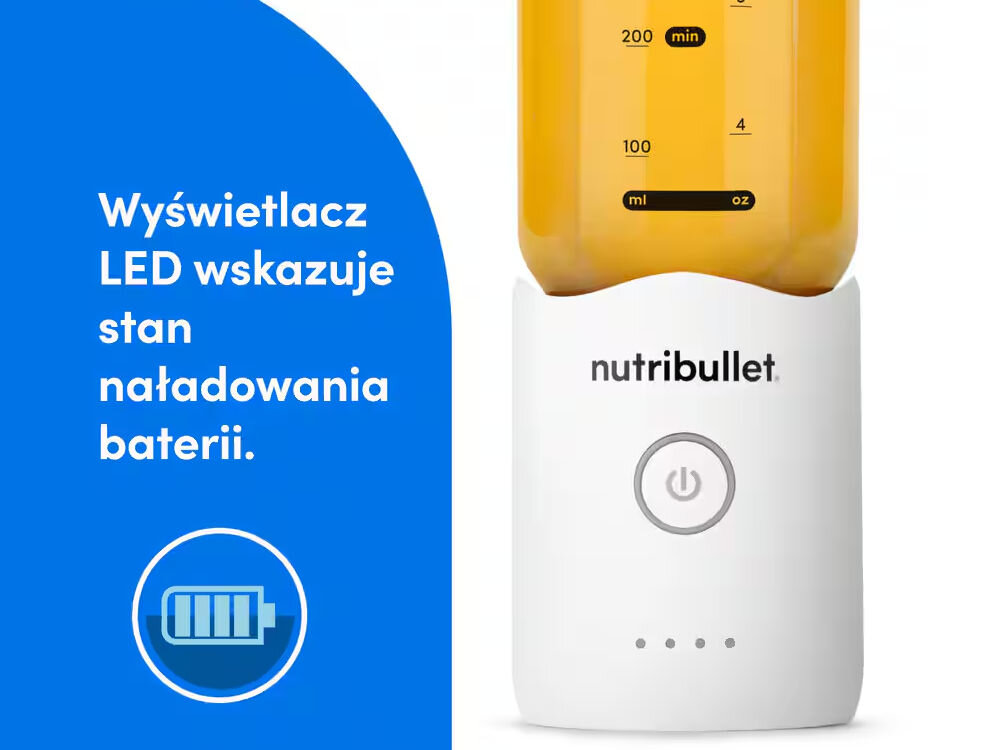 Blender personalny NUTRIBULLET Flex NBP013.W Biały czterostopniowy wskaźnik LED, poziom naładowania, USB-C