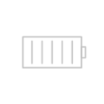 Ikona przedstawiająca szary symbol baterii z poziomymi paskami wewnątrz, sugerującymi poziom naładowania.