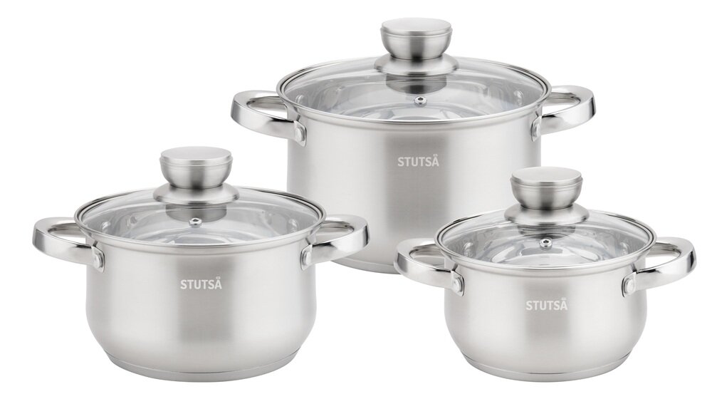 Zestaw garnków STUTSA Nelva 6 elementów łatwe przygotowanie posiłków, pojemności dla całej rodziny, wygodne gotowanie