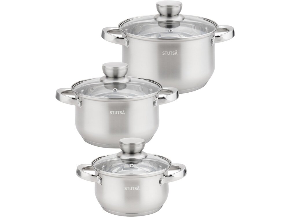 Zestaw garnków STUTSA Nelva 6 elementów wewnętrzna podziałka litrażowa, odpowiednie proporcje, codzienne gotowanie