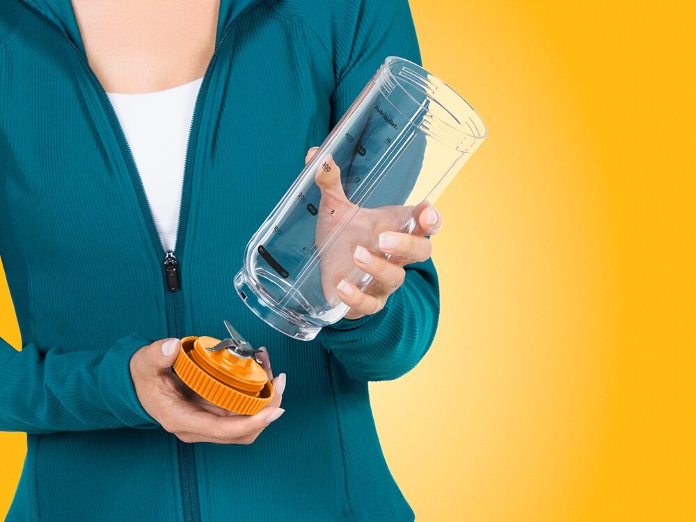 Blender personalny NUTRIBULLET Flex NBP013.OR Pomarańczowy szczelna pokrywka, ochrona przed rozlaniem, uchwyt do przenoszenia