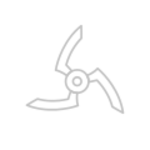 Szary symbol przedstawiający trójramienne ostrze na białym tle.