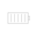 Ikona przedstawiająca szary symbol baterii z poziomymi paskami w środku, sugerującymi poziom naładowania.