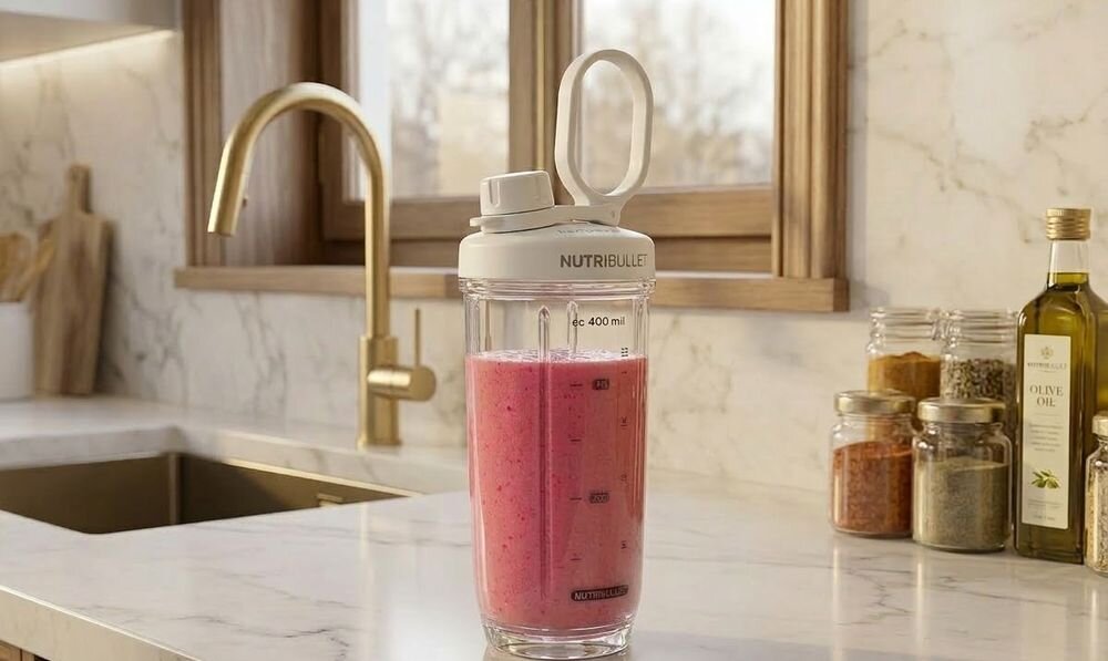 Pojemnik stojący na blacie w kuchni obok zlewu