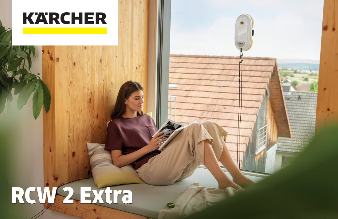 Robot do mycia okien KARCHER RCW 2 EXTRA wygląd design prezentacja wizualizacja mycie okien bez wysiłku