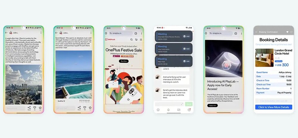 Smartfon ONEPLUS 15 5G Kilka smartfonów ze zrzutami ekranów