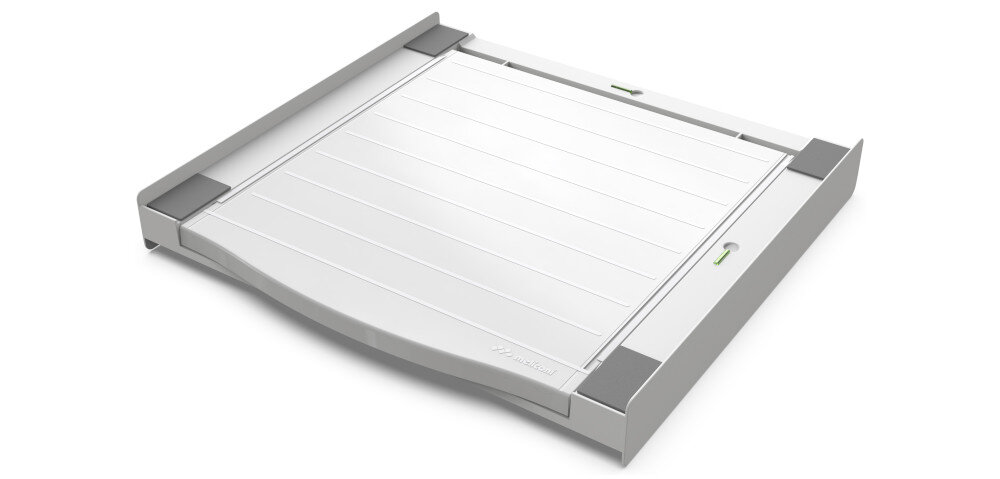 ŁĄCZNIK MELICONI TORRE DRY Z SZUFLADĄ Na zdjęciu widać całą wysuwaną półkę wraz z ramą montażową. Konstrukcja jest zwarta i posiada zabezpieczenia na krawędziach.