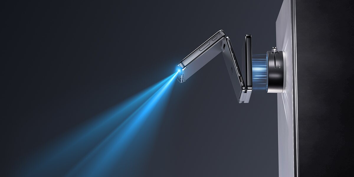 AURZEN MagPlay uchwyt projektora ZIP obrót 360 stopni, magnetyczne mocowanie, regulacja kąta, uchwyt przyczepiony do płaskiej powierzchni