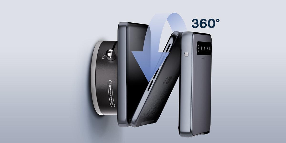 AURZEN MagPlay uchwyt magnetyczny do smartfona MagSafe, stabilne mocowanie, nagrywanie i oglądanie, uchwyt przyczepiony do plaskiej powierzchni z projektorem kieszonkowym