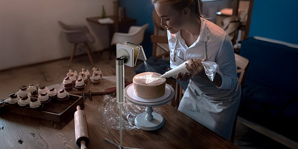 AURZEN Powerplay statyw z gwintem 1/4 cala do telefonu aparatu lampy LED, projektor przymocowany do stojaka stojący na stole kuchennym