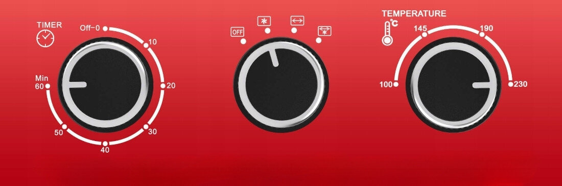 Mini piekarnik TURBOTRONIC TT-EVS45 Srebrny Pełna kontrola pieczenia timer do 60 minut swoboda regulacja temperatura