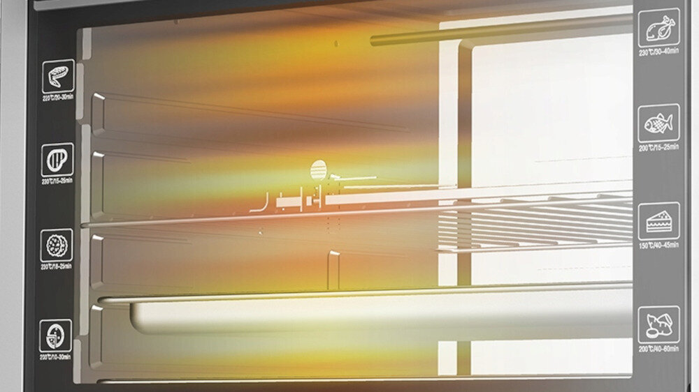 Mini piekarnik TURBOTRONIC TT-EVS45 Srebrny Funkcjonalne wyposażenie Komfortowe użytkowanie Oświetlenie wnętrza kontrola potrzeby wygoda