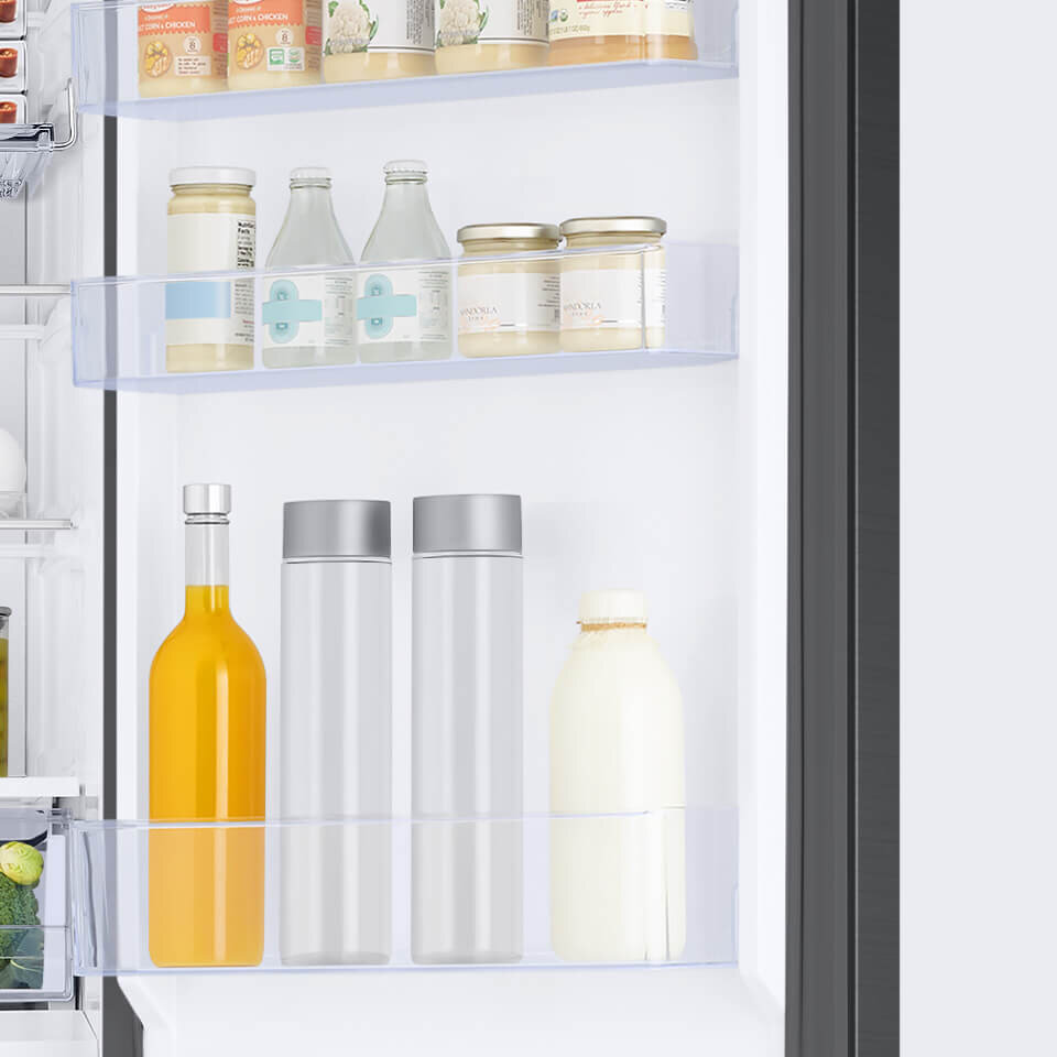 Przechowywanie wysokich butelek i kartonów - Samsung RB38C605CB1 Przechowywanie wysokich butelek i kartonów - lodówka Samsung RB38C605CB1